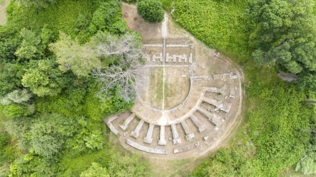 View to the remaining keep of Isis Temple in Dion. Pieria, Greece