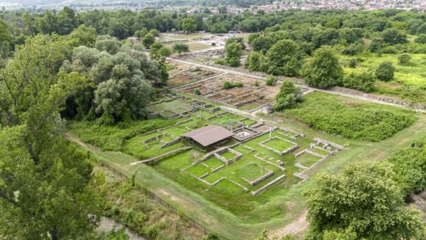 View to the remaining keep of Isis Temple in Dion. Pieria, Greece